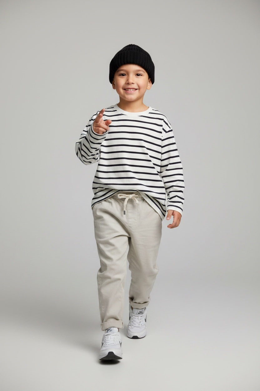 2er Kidkiddo Set 74 Weiß mit schwarzen Streifen