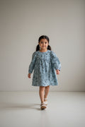 Kleid Blau mit Blumem-Print