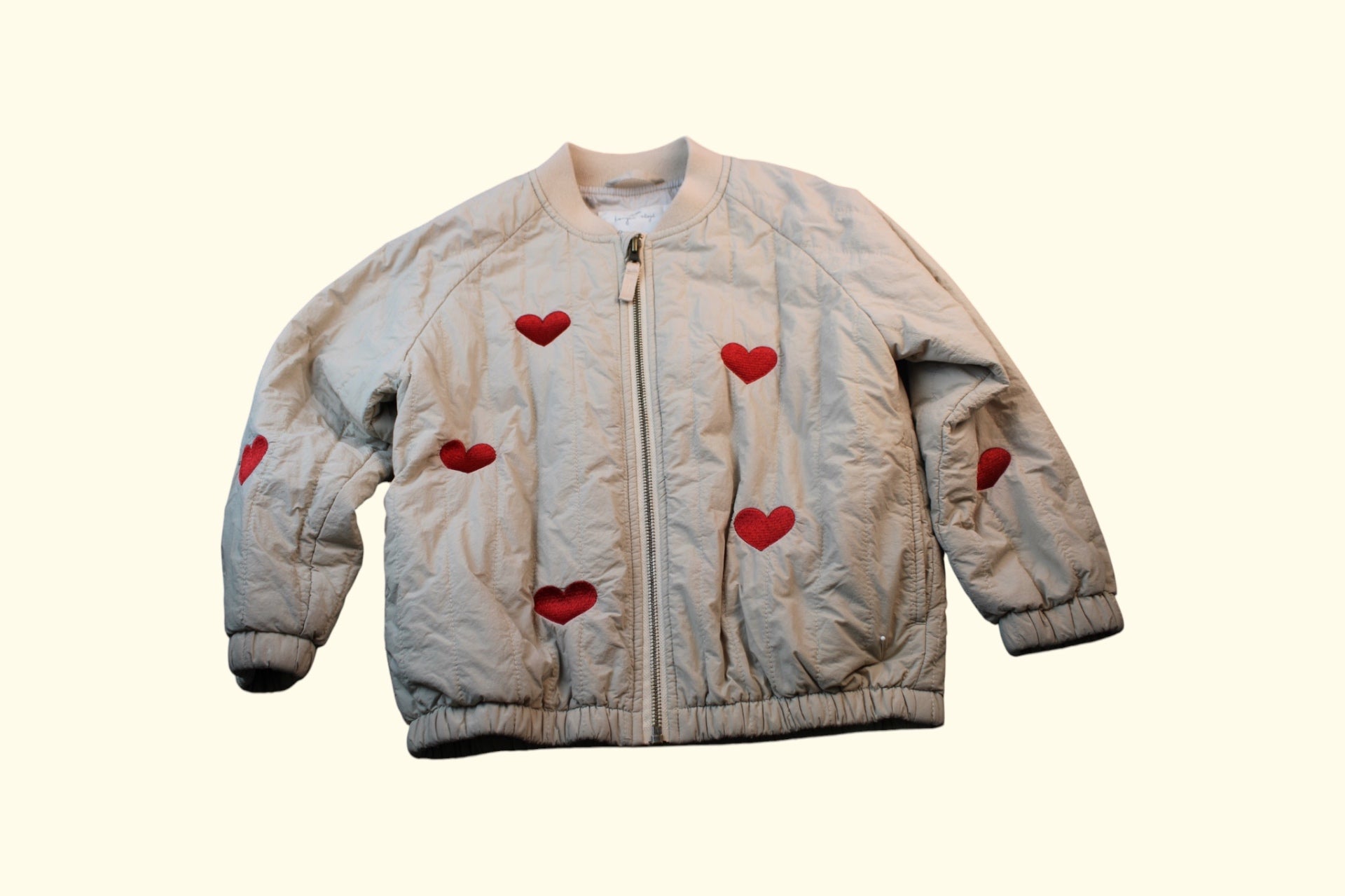 Konges Slojd Jacke Beige mit roten Herzen