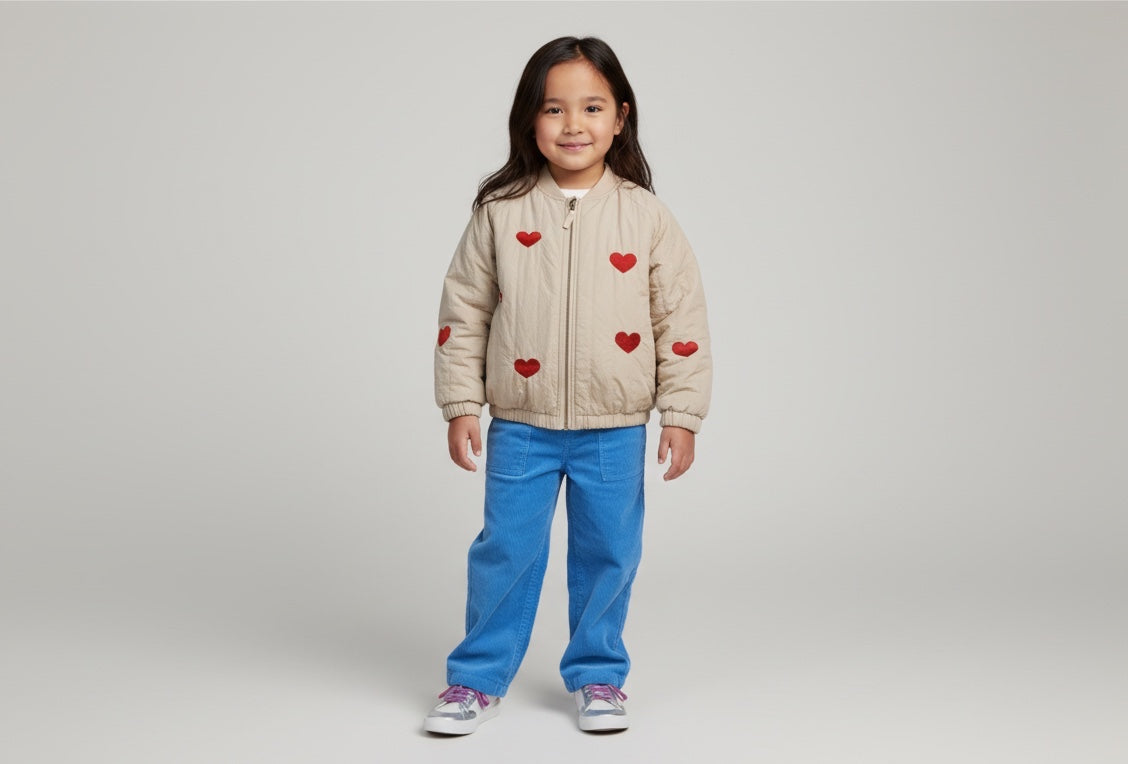 Konges Slojd Jacke Beige mit roten Herzen