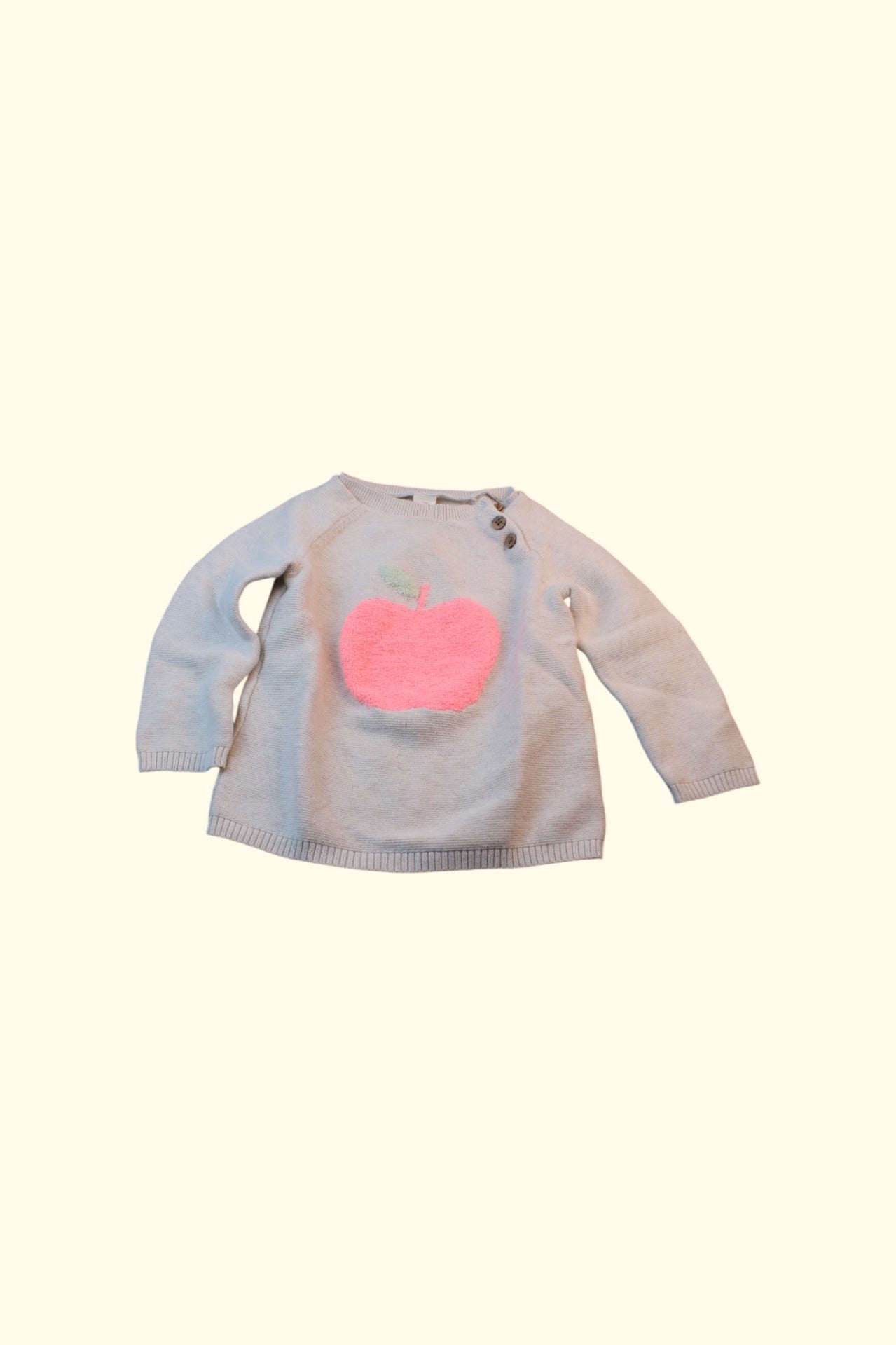 Sweatshirt Beige mit rosa Apfel Design