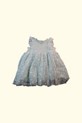 Kleid Türkis mit weißem Blumenmuster