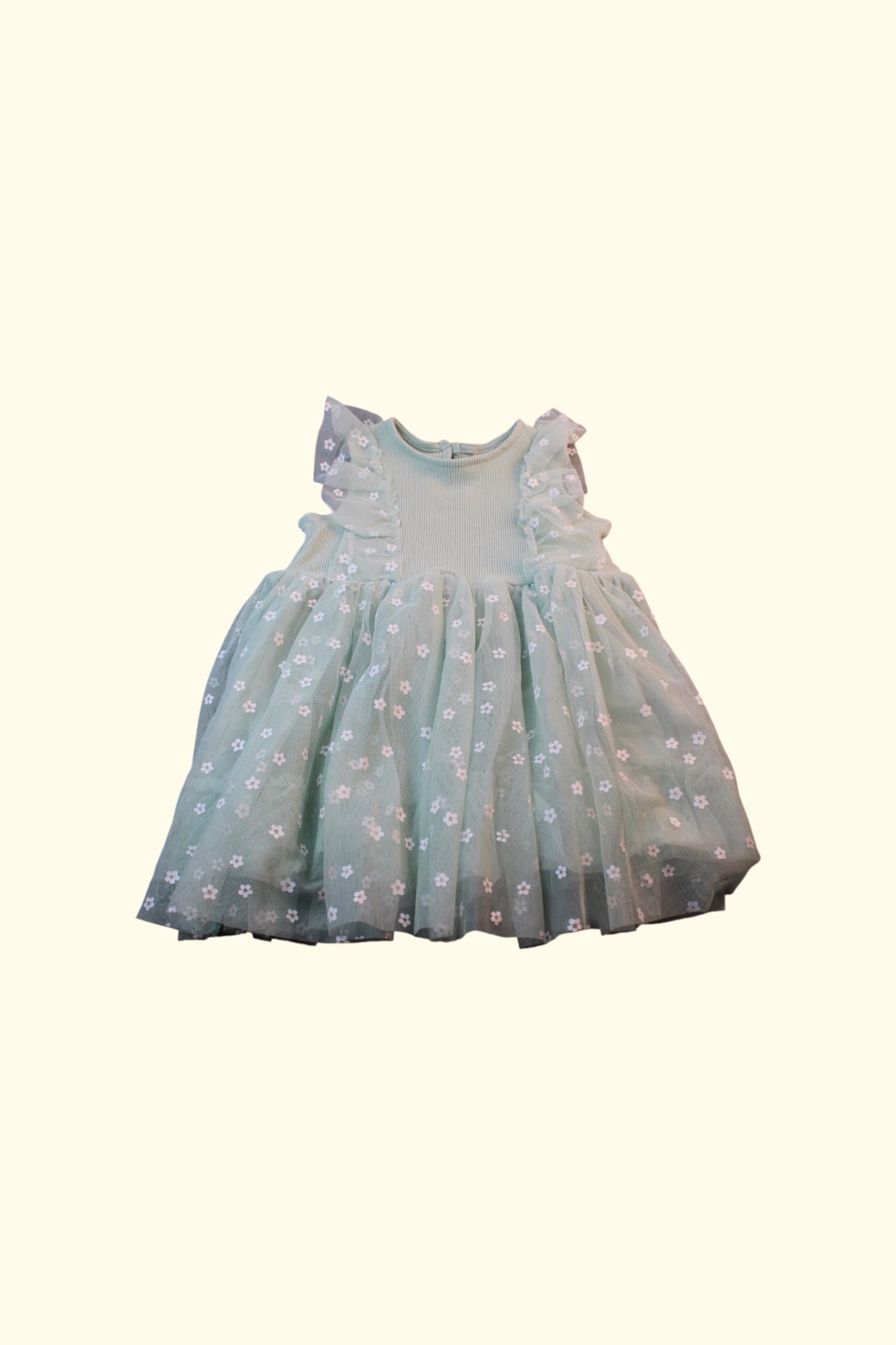 Kleid Türkis mit weißem Blumenmuster