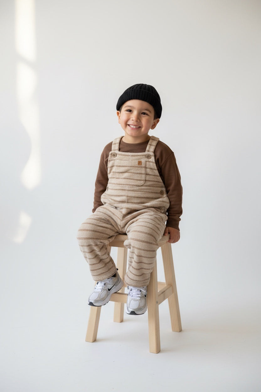 Overall 68 Beige mit braunen Streifen