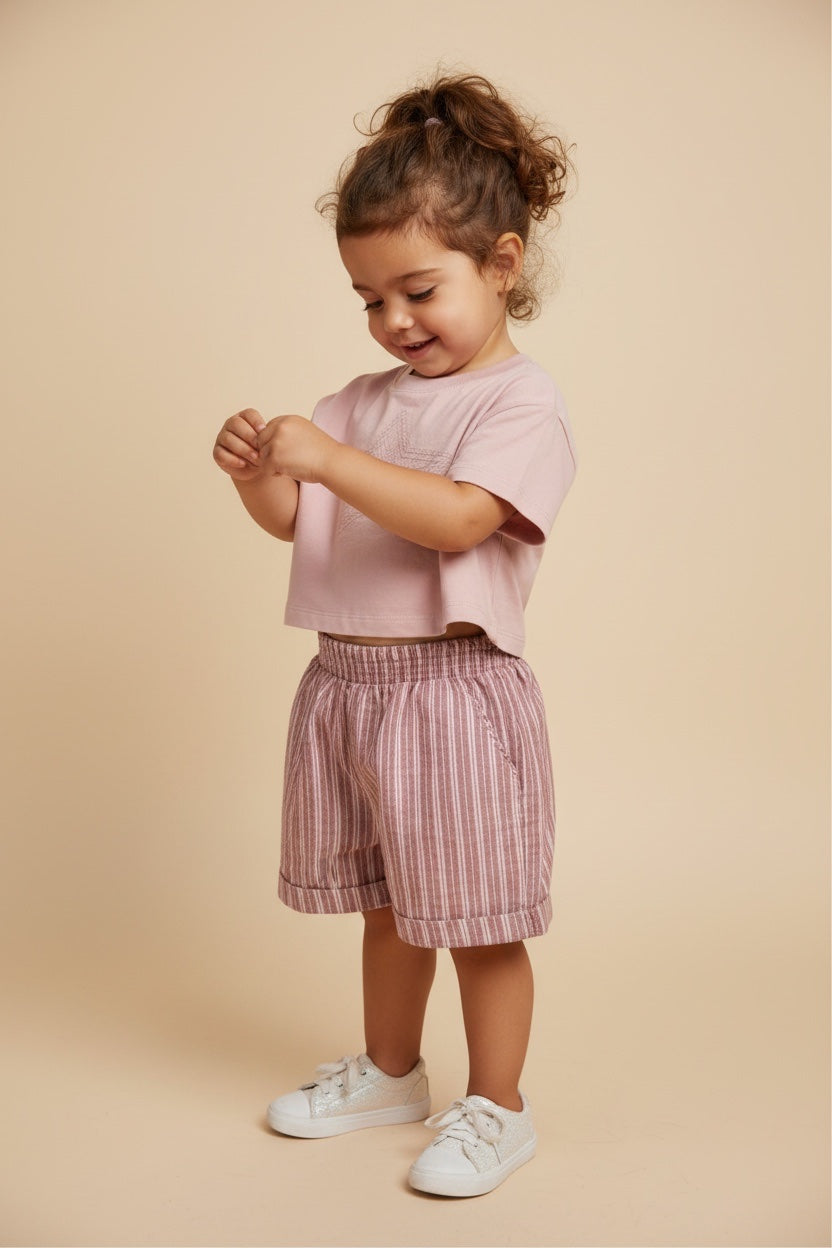 2er Kidkiddo Set 104/110 Rosa gestreift