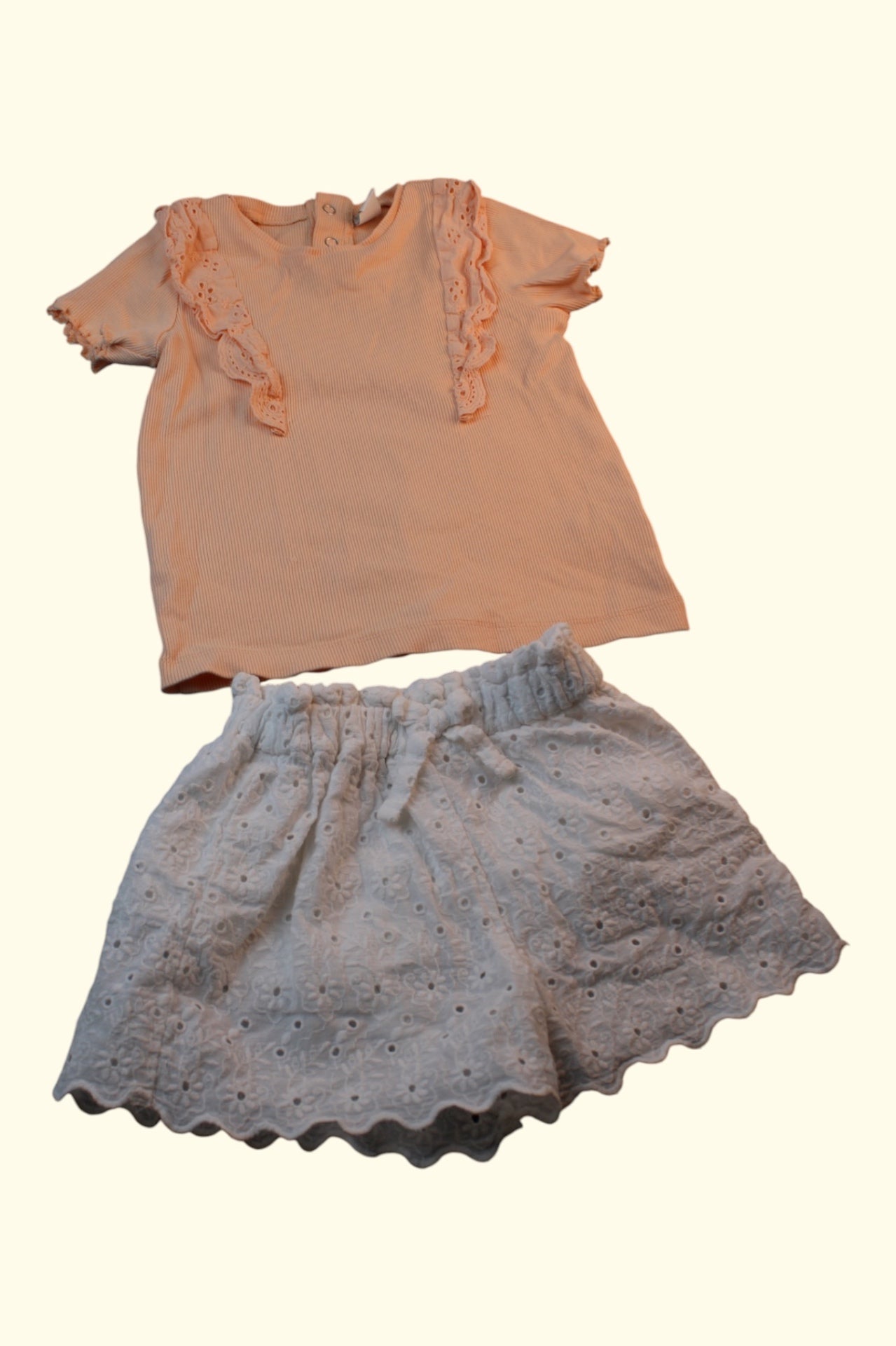 2er Kidkiddo Set 86 Pfirsich und Weiß