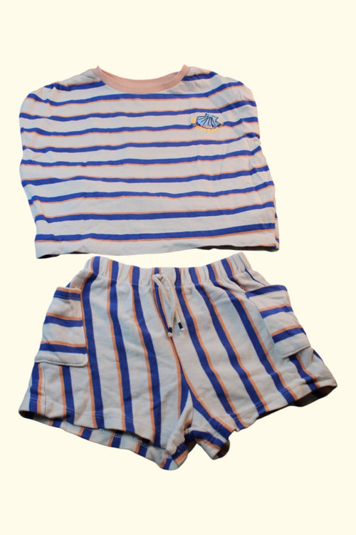 2er Kidkiddo Set 92 Weiß, Blau, Rötlich-Pink