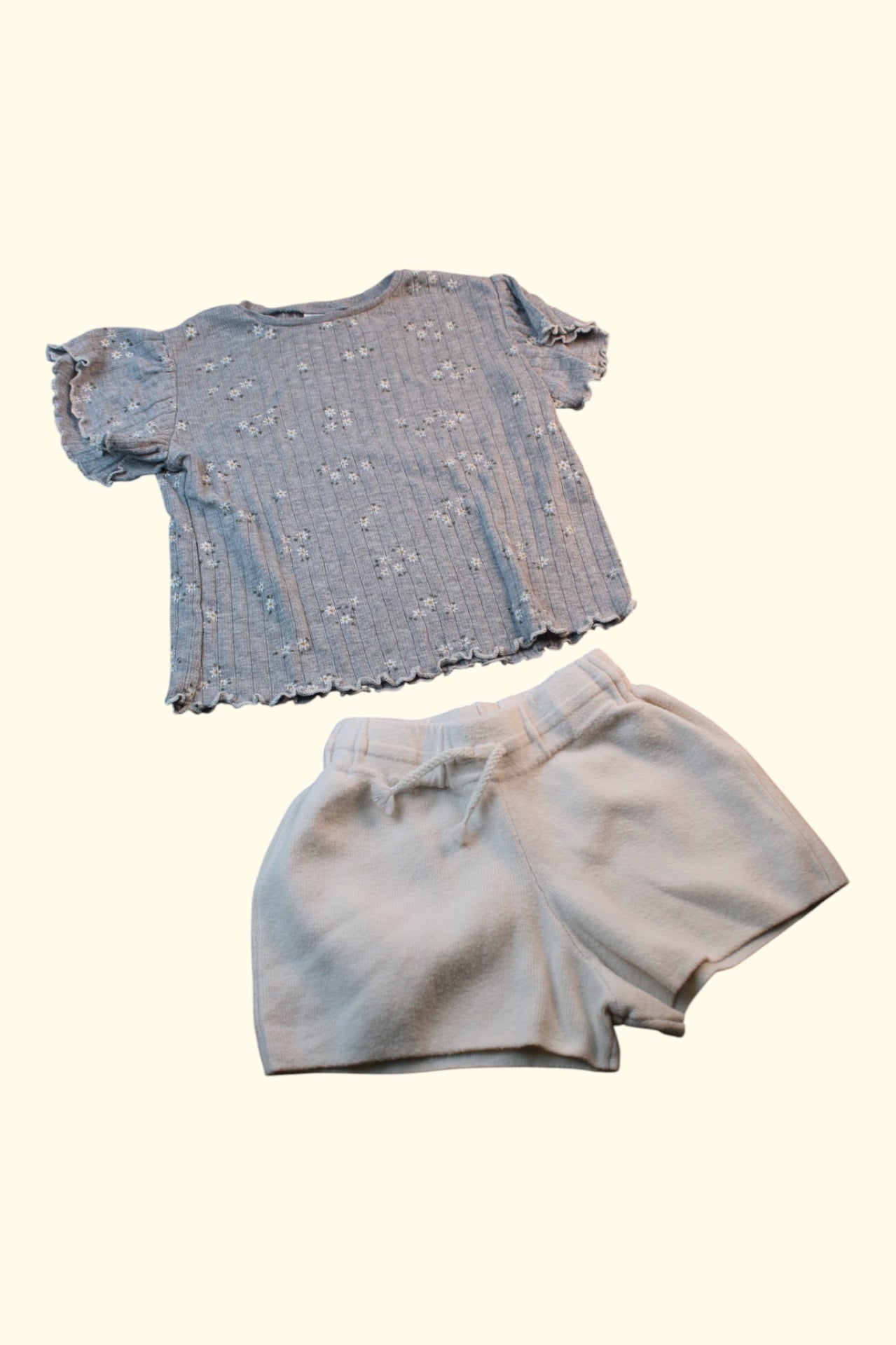 2er Kidkiddo Set 92 Grau und Beige