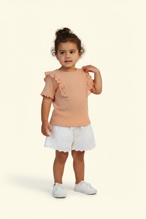 2er Kidkiddo Set 86 Pfirsich und Weiß