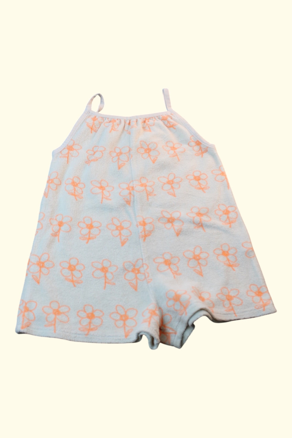 Overall 86 Weiß mit orangeblumen Muster