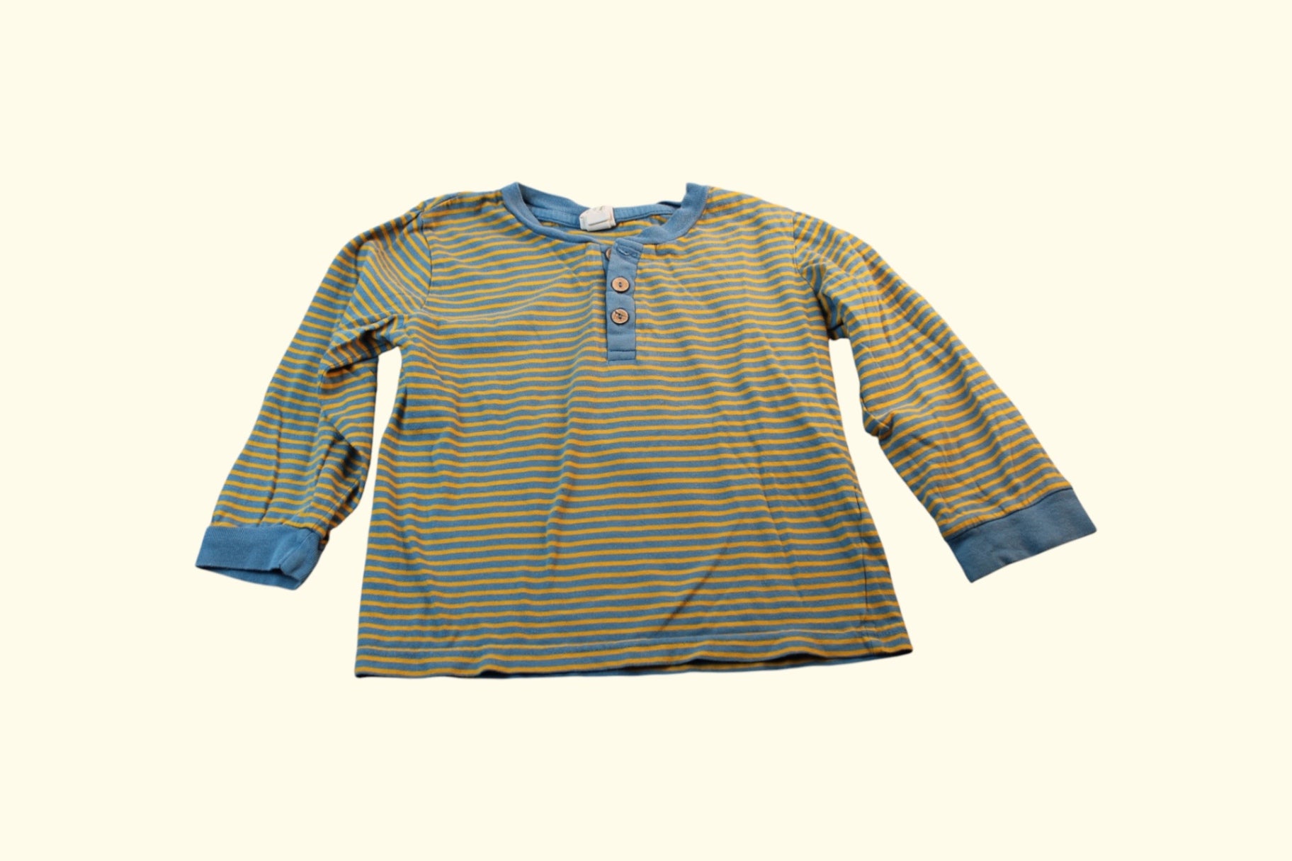 2er Kidkiddo Set Sweatshirt 98 Blau/ Gelb gestreift