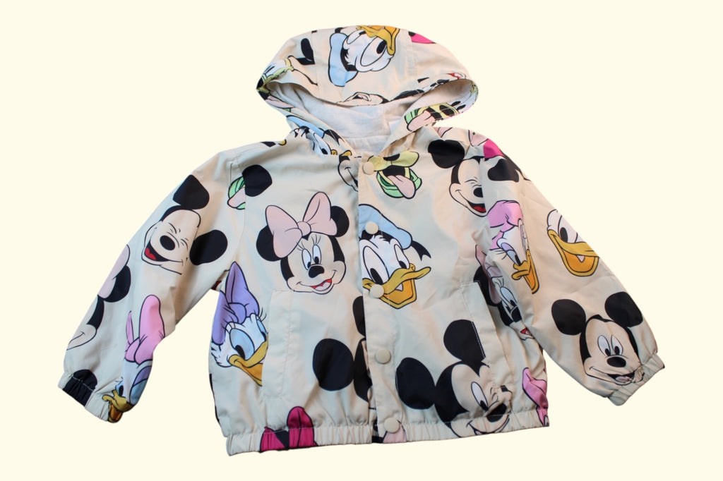 Jacke 86/92 Weiß mit bunten Mickey Mouse und Minnie Mouse Mustern