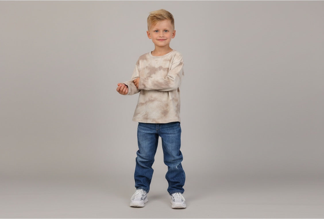 2er Kidkiddo Set 68 Beige mit braunen Mustern