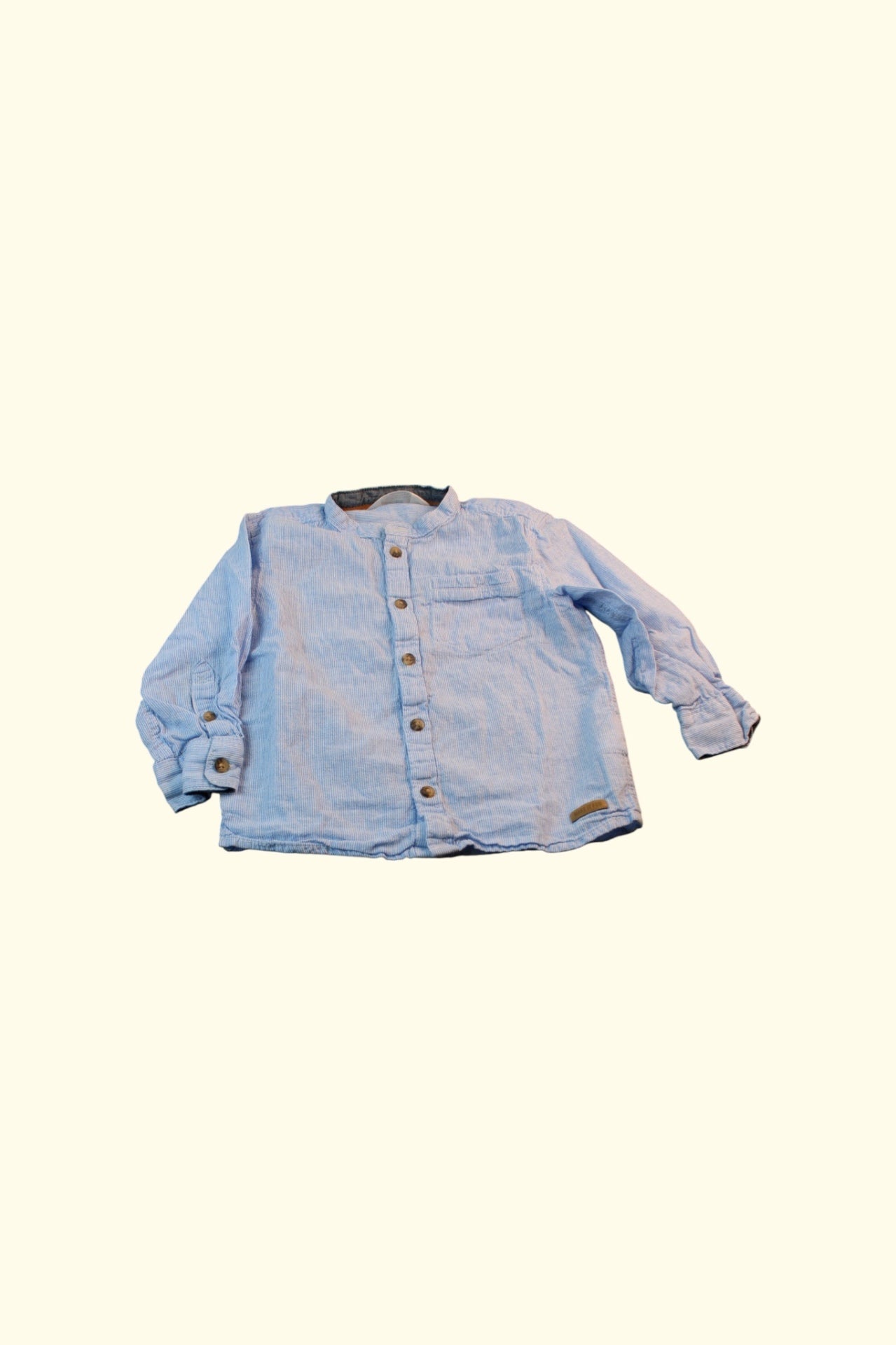 2er Kidkiddo Set Hemden 92 Blau, Beige, Hellblau
