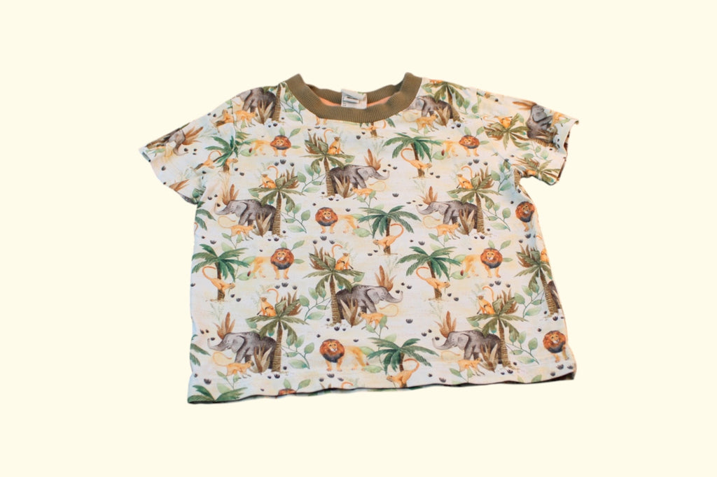 2er Kidkiddo Set 86/92 Mehrfarbig (Tiere und Pflanzen auf Weiß/Beige Hintergrund)
