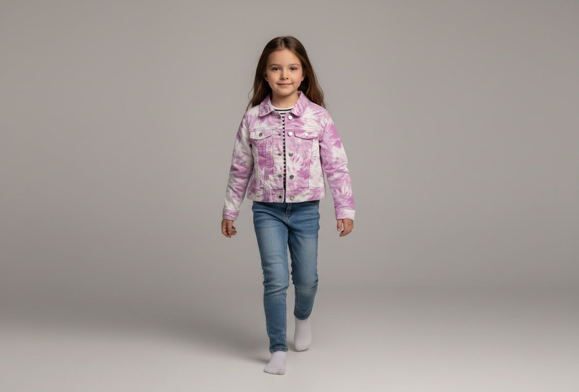 Kategorie 3 Jacke 116/122 weiss lila