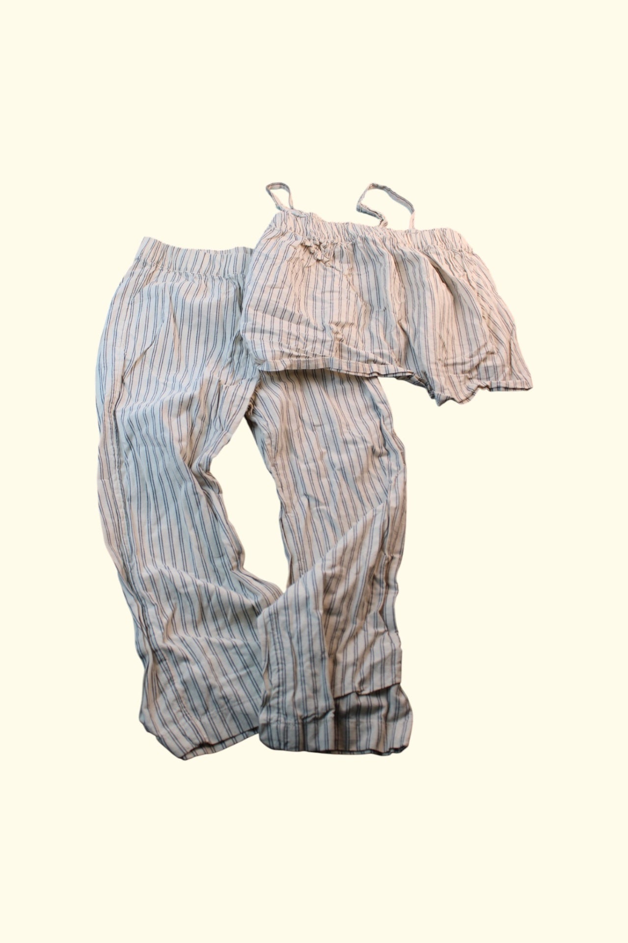 2er Kidkiddo Set 110 Beige mit grauen Streifen