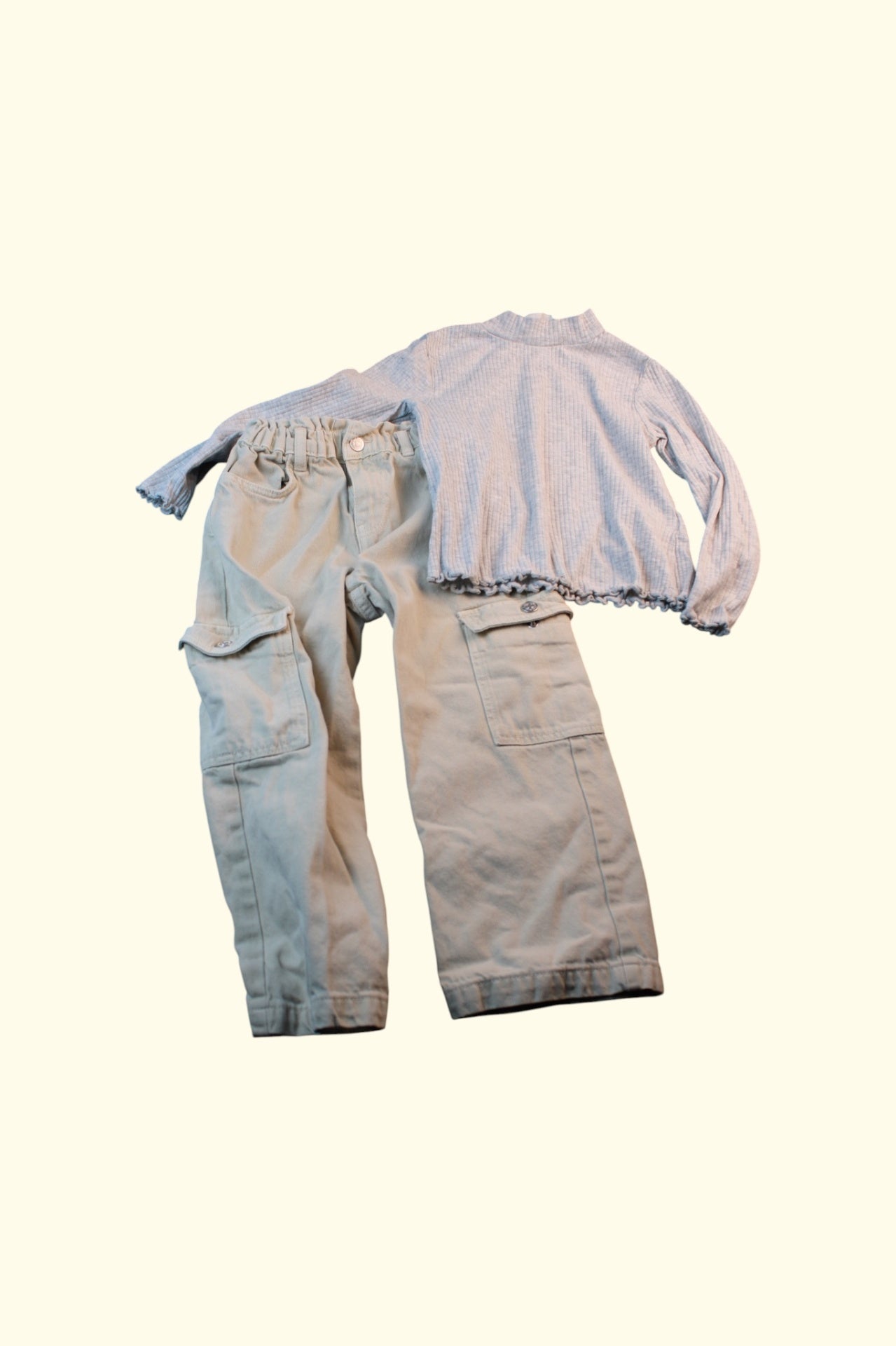 2er Kidkiddo Set 104 Grau und Beige