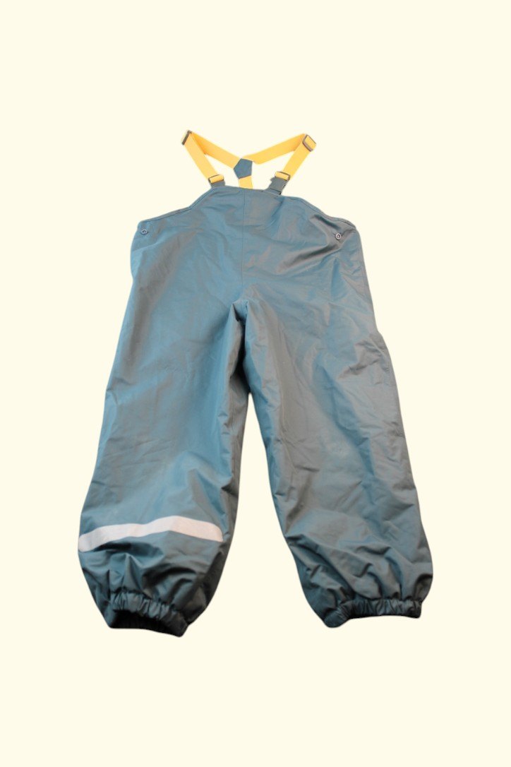 Gefütterte Matschhose 110 Blaugrün, Senfgelb
