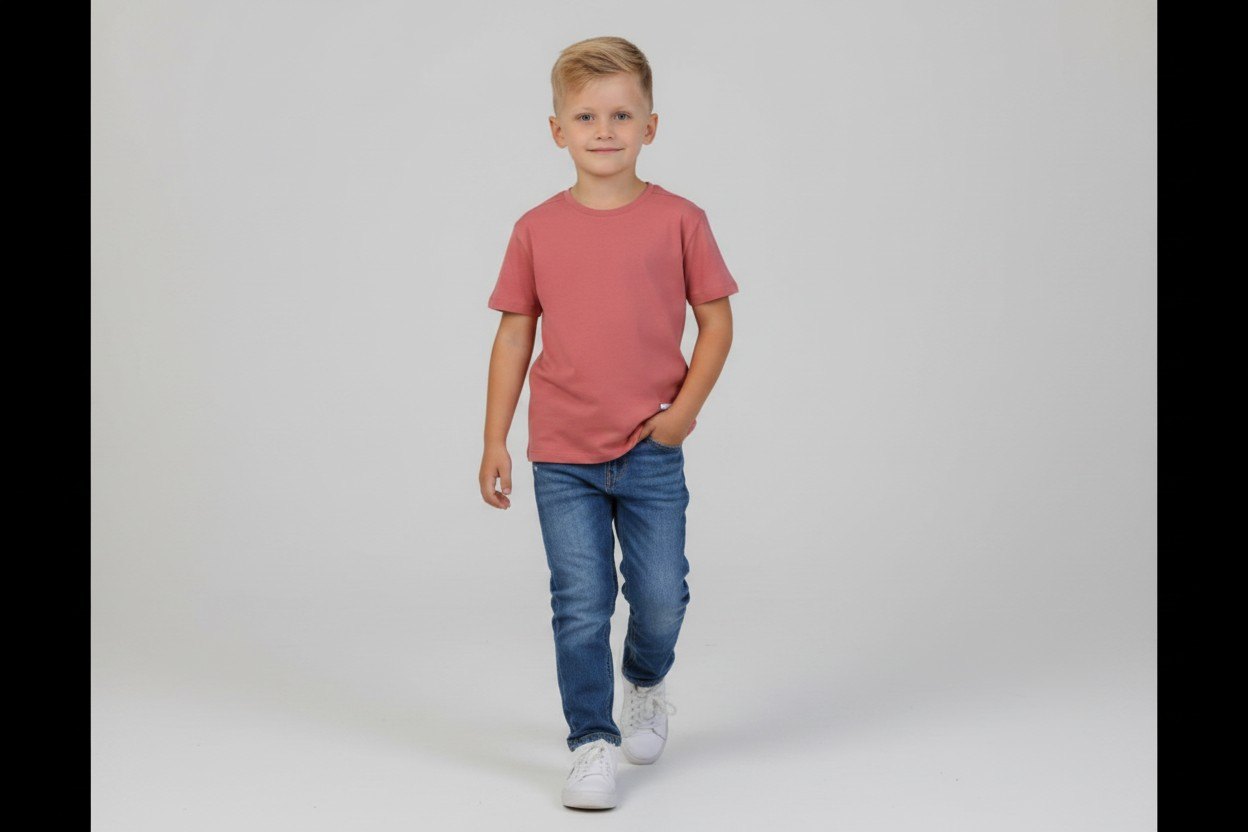 2er Kidkiddo T-Shirt Set 110/116 Rot, Weiss mit Muster