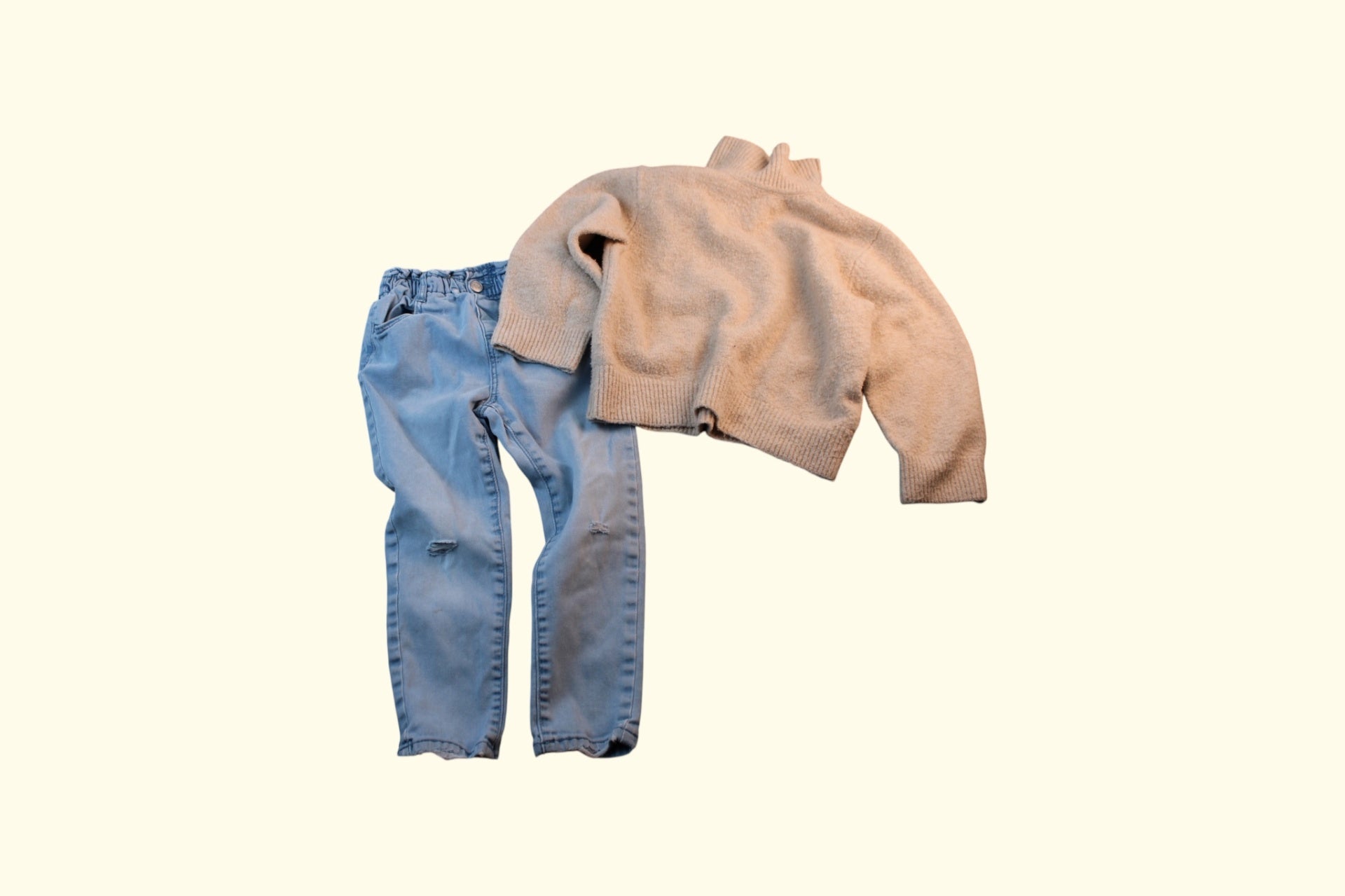 2er Kidkiddo Set 98 Beige, Hellblau