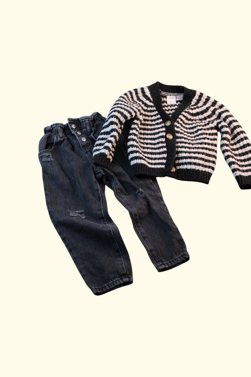 2er Kidkiddo Set 98 Schwarz, Weiß