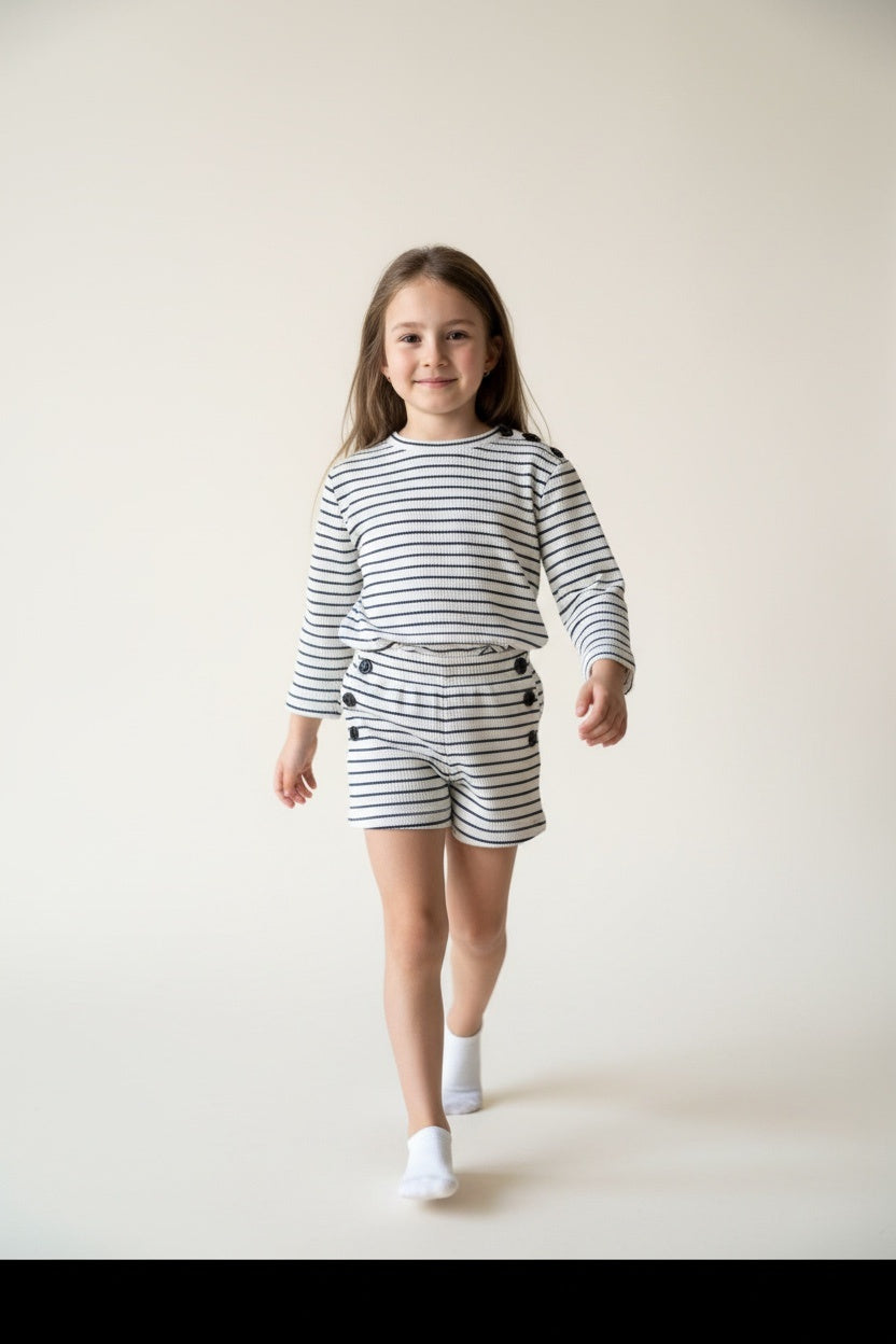 Kategorie 3 Kidkiddo Set 104 Weiß mit dunklen Streifen