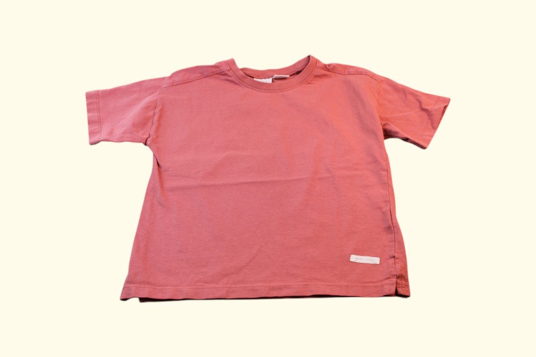 2er Kidkiddo T-Shirt Set 110/116 Rot, Weiss mit Muster