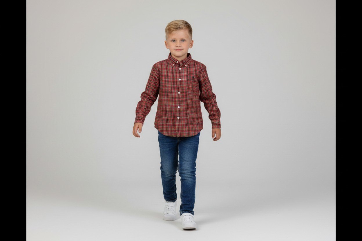 Ralph Lauren Hemd 110/116 Rot mit grünen und weißen Mustern