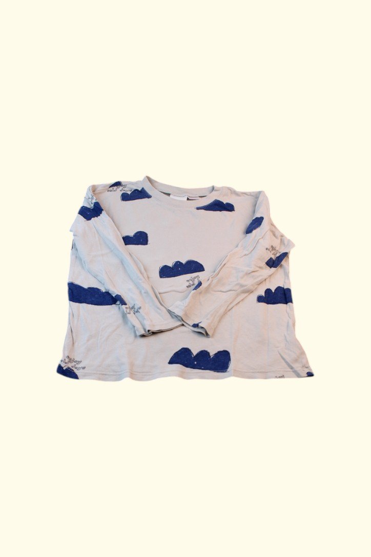2er Kidkiddo Set 110 Weiß mit blauen Wolkenmuster/ Grau
