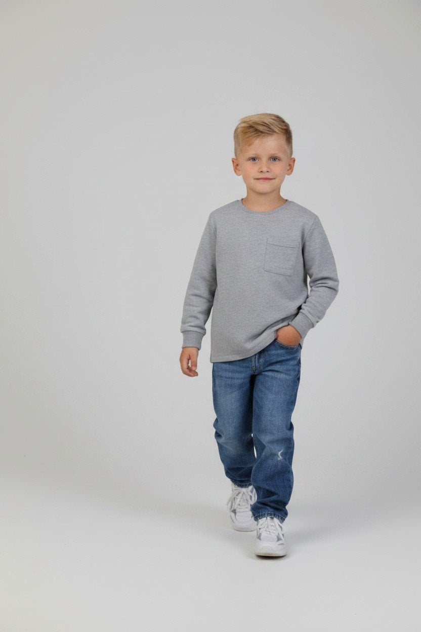 2er Kidkiddo Set 110 Weiß mit blauen Wolkenmuster/ Grau