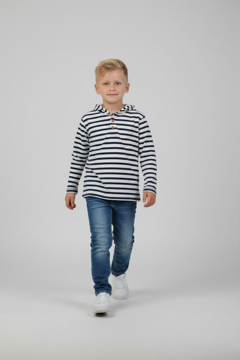 Kategorie 3 Hoodie 128 Weiß und Blau