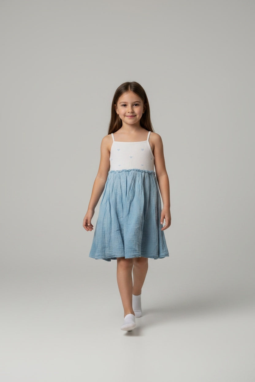 Kategorie 3 Kleid 92 Blau, Weiß