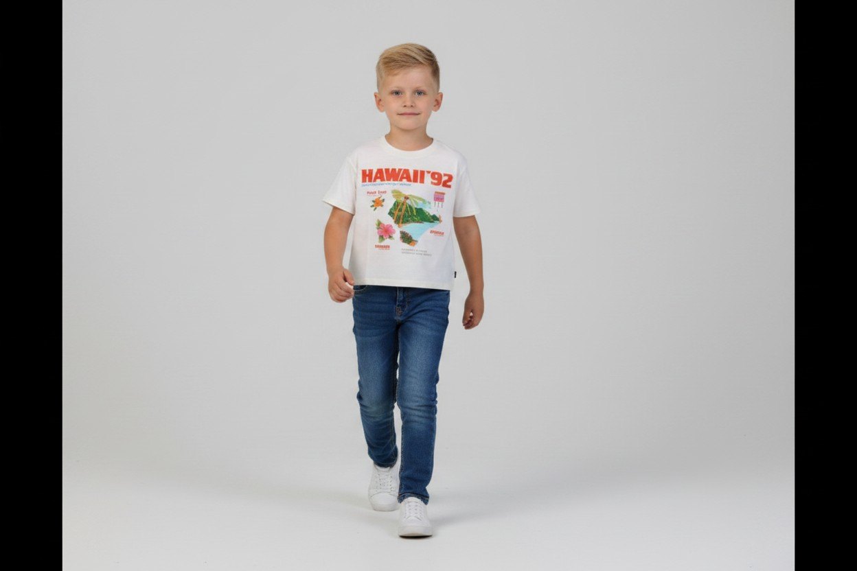 2er Kidkiddo T-Shirt Set 110/116 Rot, Weiss mit Muster
