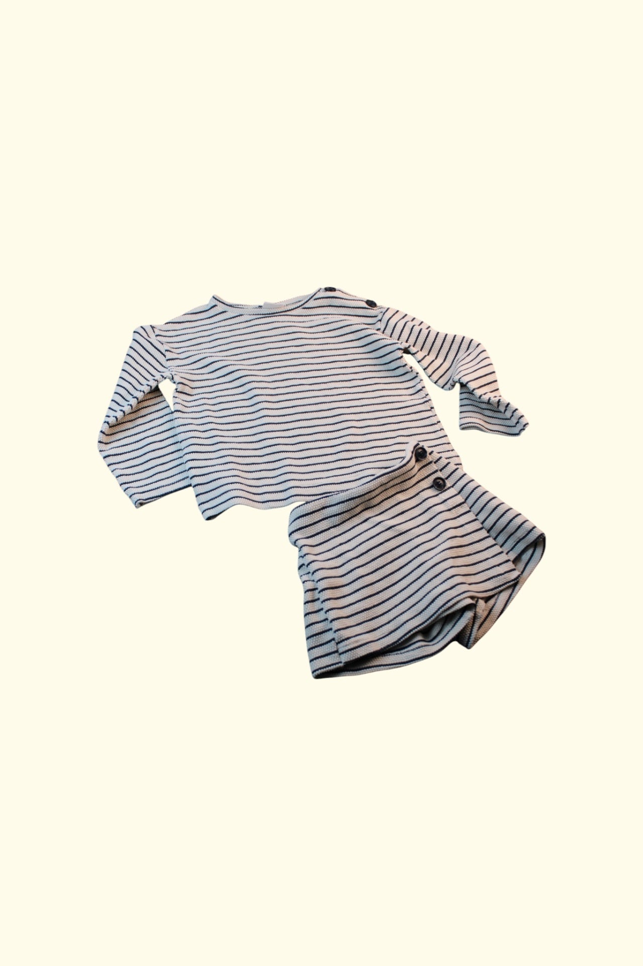 2er Kidkiddo Set 104 Weiß mit dunklen Streifen