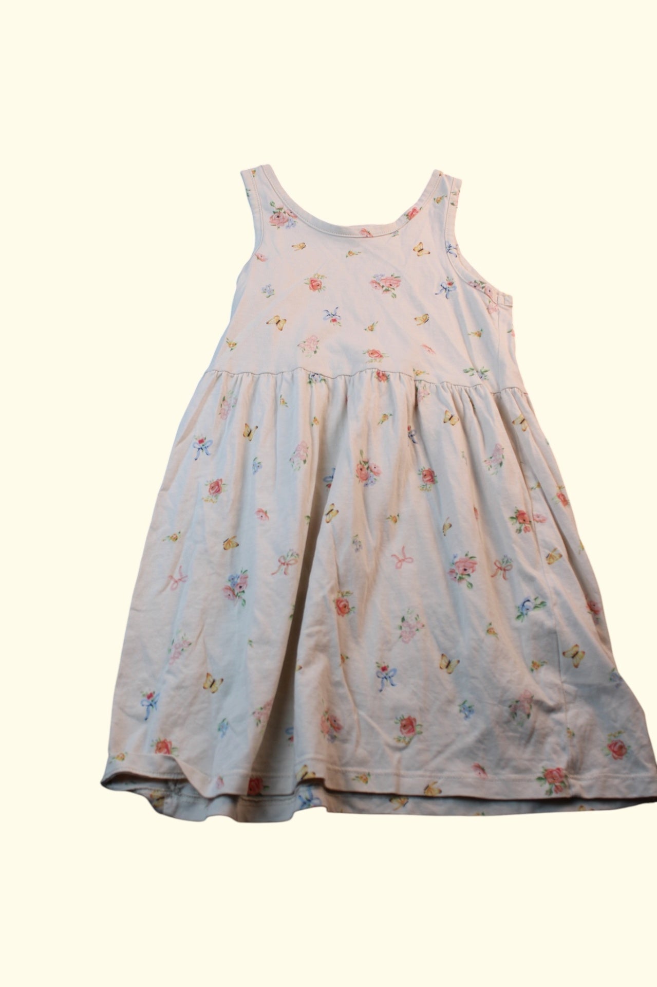 Kategorie 3 Kleid 110 Weiß mit bunten Blumenmustern