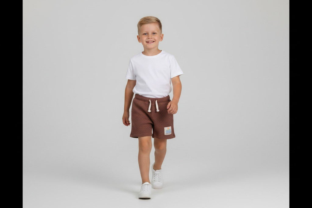3er Kidkiddo Shorts Set 104 Braun, orange, senfgelb