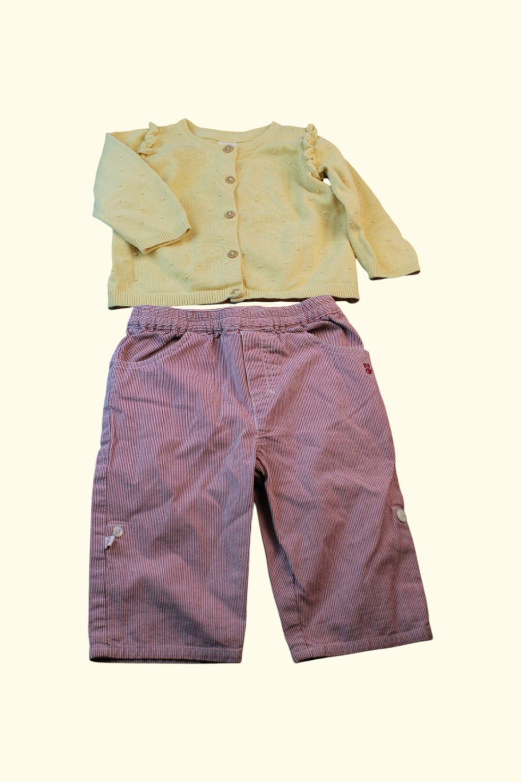 2er Kidkiddo Set 62 Gelb und Rosa mit Streifenmuster