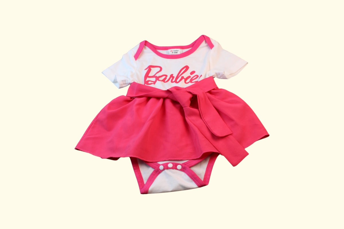 Kleid 80 Weiß und Pink