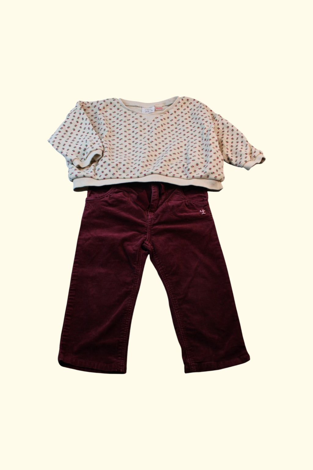 2er Kidkiddo Set 74 Beige mit kleinen Muster