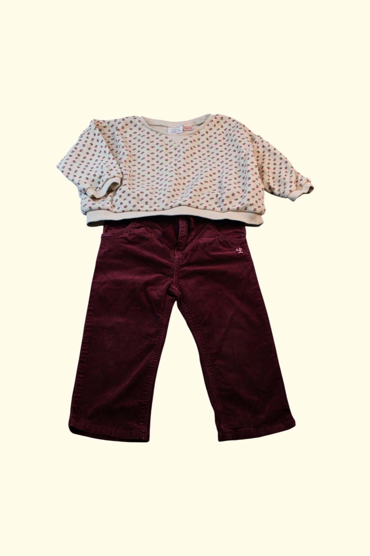 2er Kidkiddo Set 74 Beige mit kleinen Muster