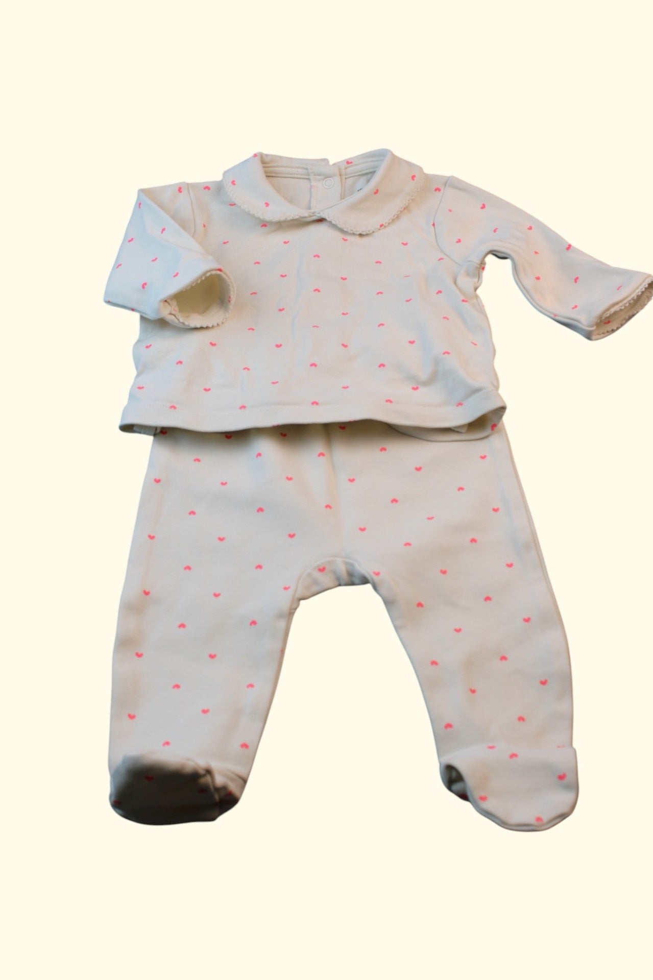2er Kidkiddo Set 56 Weiß mit pinken Herzchen