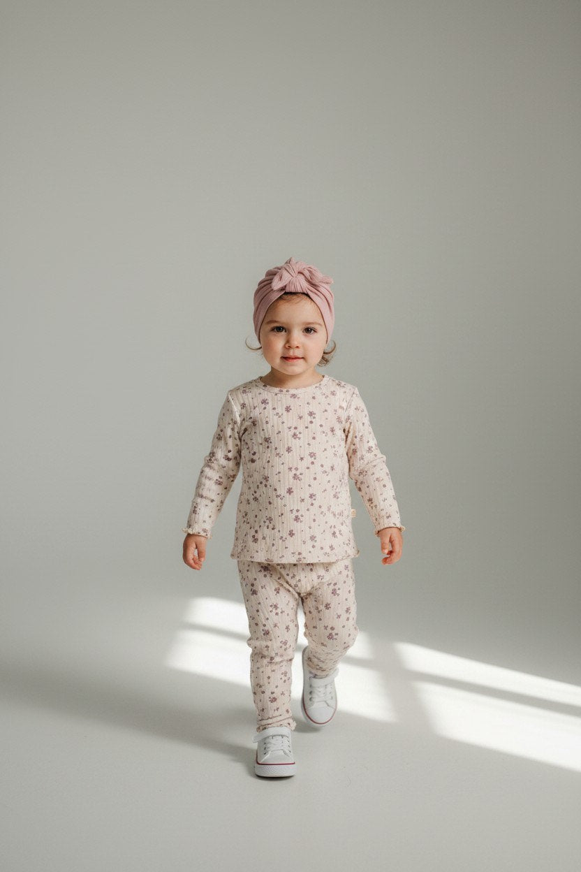 Kategorie 4 Kidkiddo Set 56 Creme mit Blumenmuster