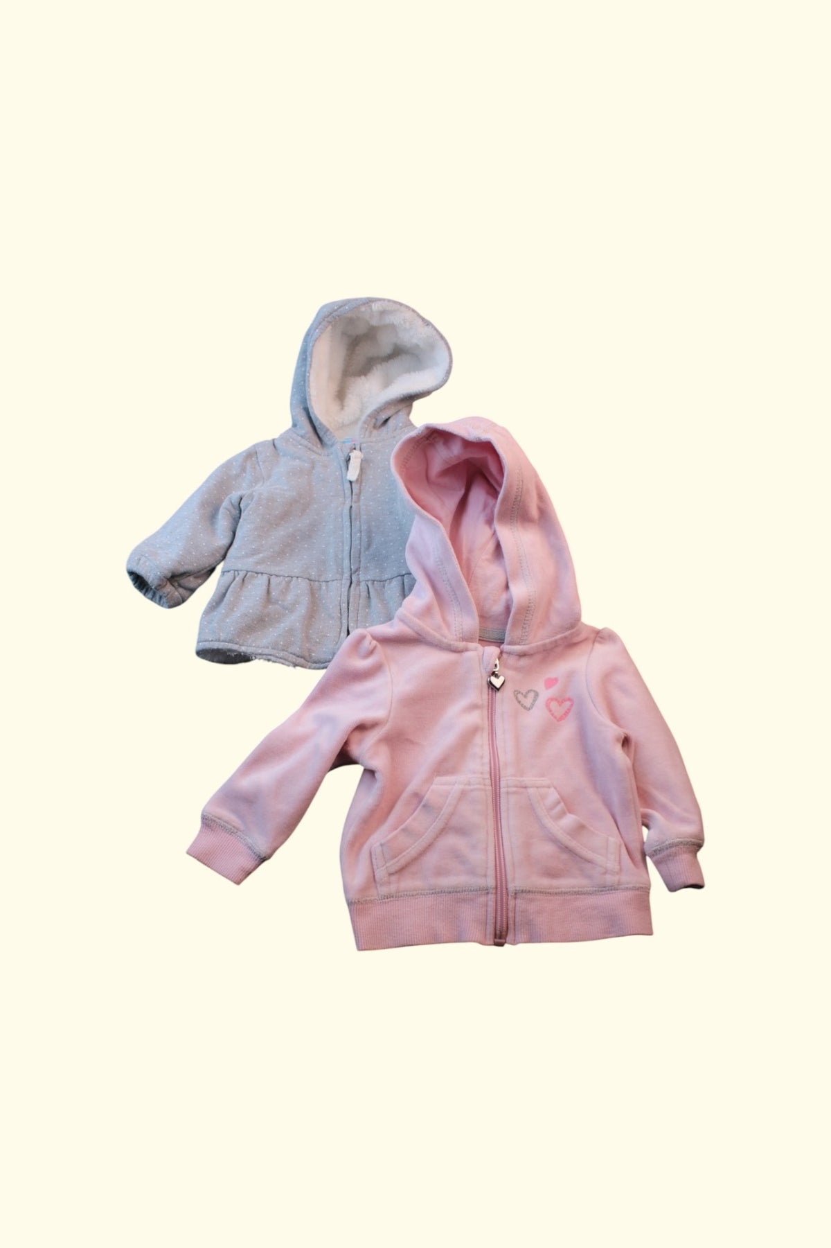  2er Kidkiddo Set 56 Rosa, Grau mit weissen Punkten