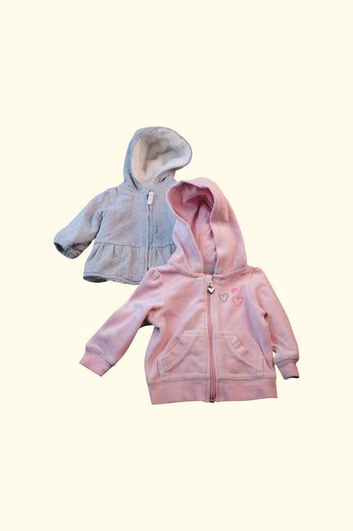  2er Kidkiddo Set 56 Rosa, Grau mit weissen Punkten