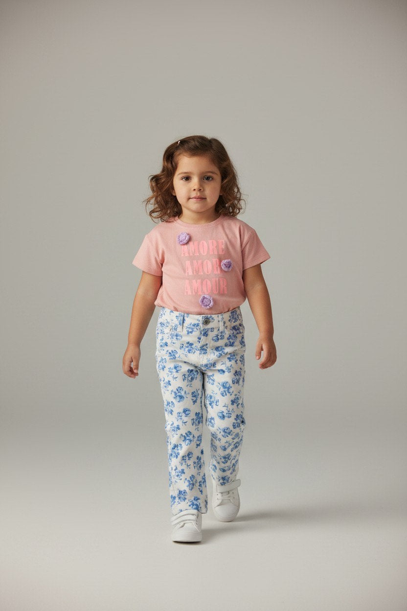  2er Kidkiddo Set 80 Pink und Weiß mit Blau