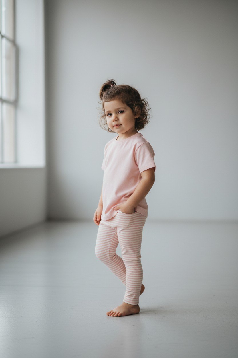2er Kidkiddo Set 92 Rosa mit pink-weißen Streifen