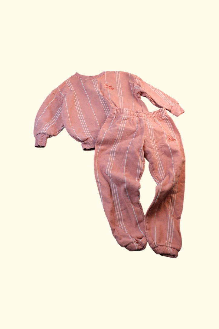 Mini Rodini 2er Kidkiddo Set 116 Pink with white and light blue stripes