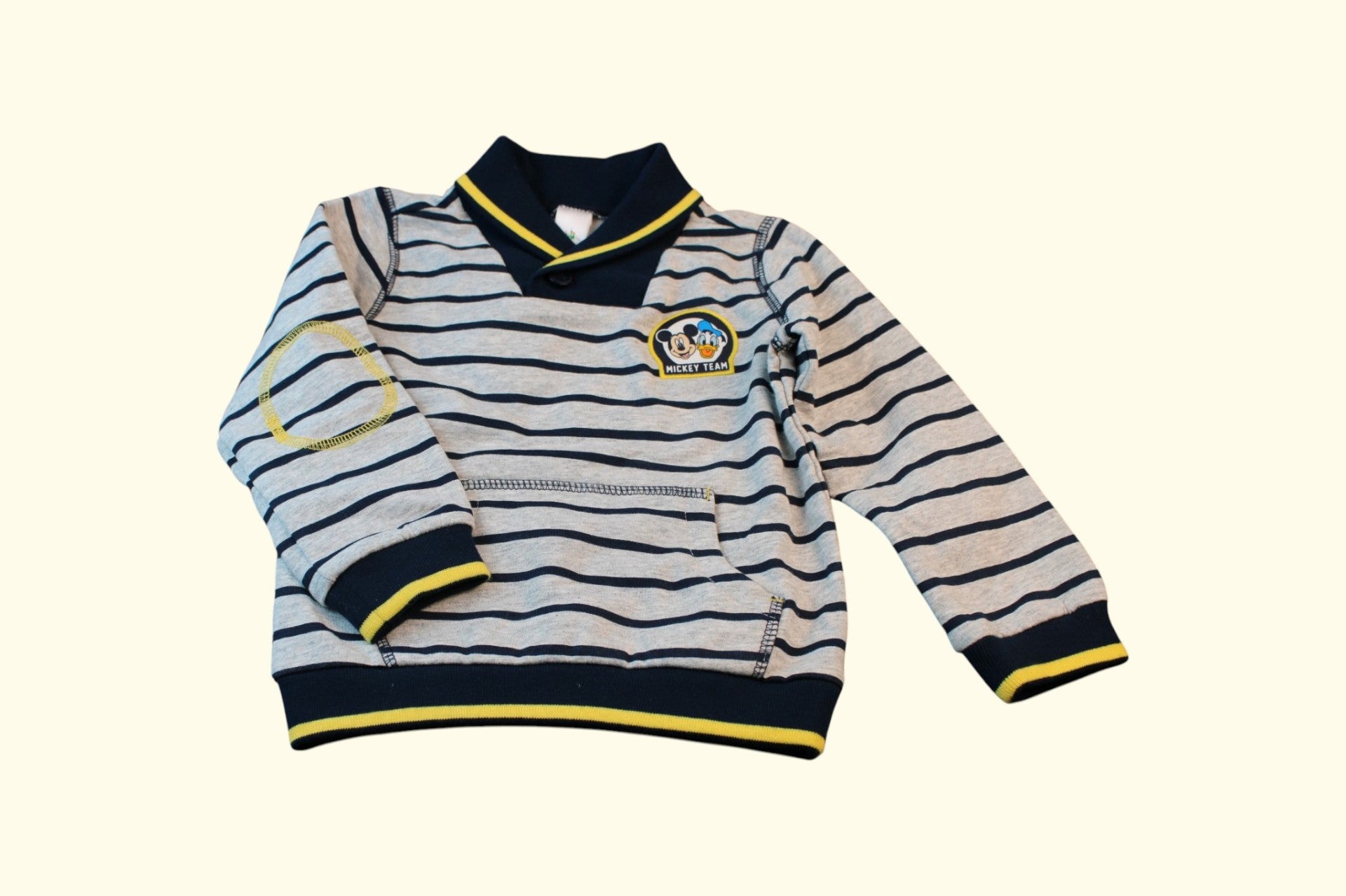 Kategorie 3 Sweatshirt 92 Grau und Navy mit Streifen NEU