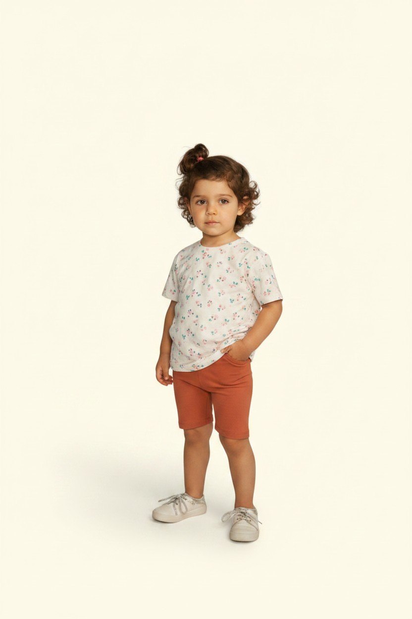 2er Kidkiddo Set 92 Weiß mit floralem Muster, Coral